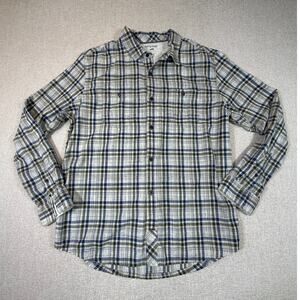 Horny Toad Men Large Blue Green Plaid Long Sleeve Button Front Shirt Casual Wear